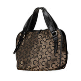 セリーヌ Cマカダム ビタースイート トートバッグ カーキ ブラック キャンバス レザー レディース CELINE 【中古】